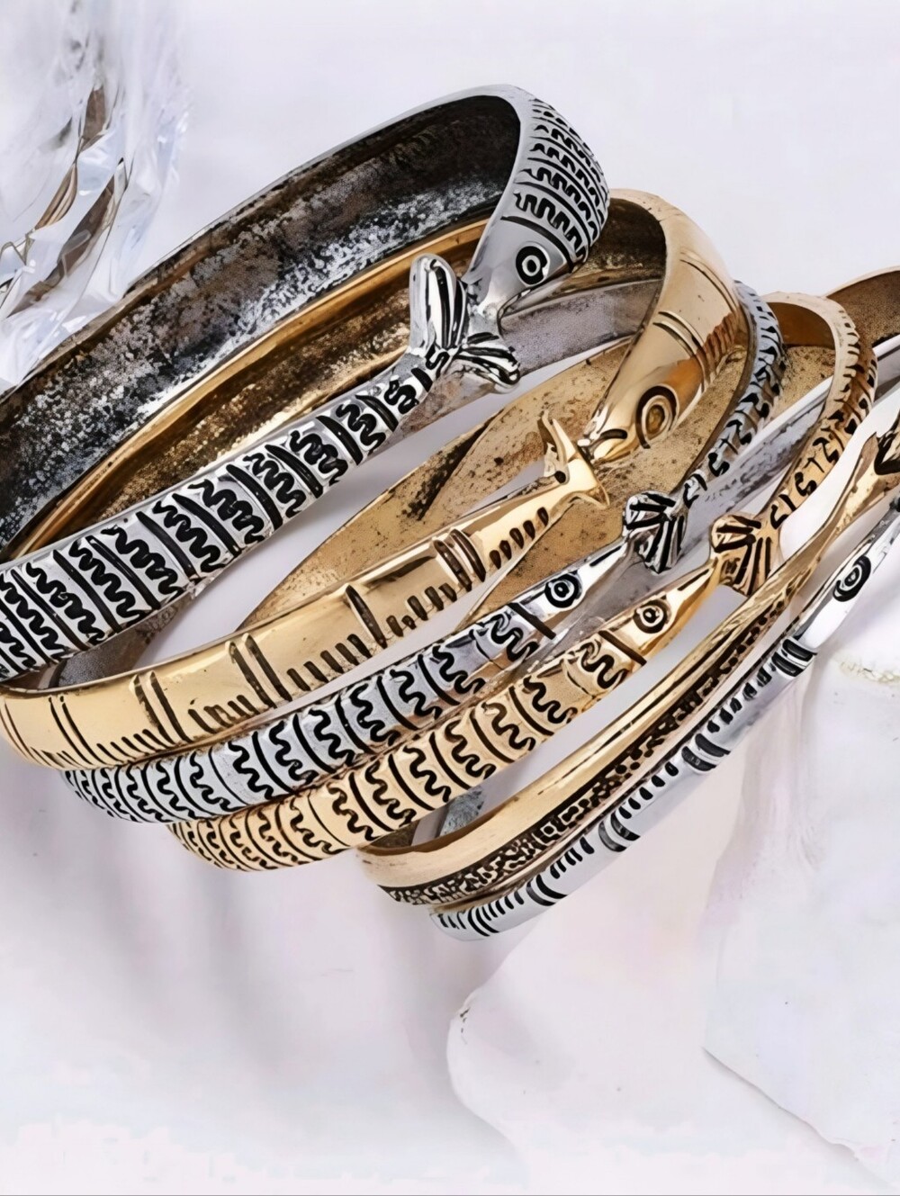 Stacked fish shaped bracelets; nwot